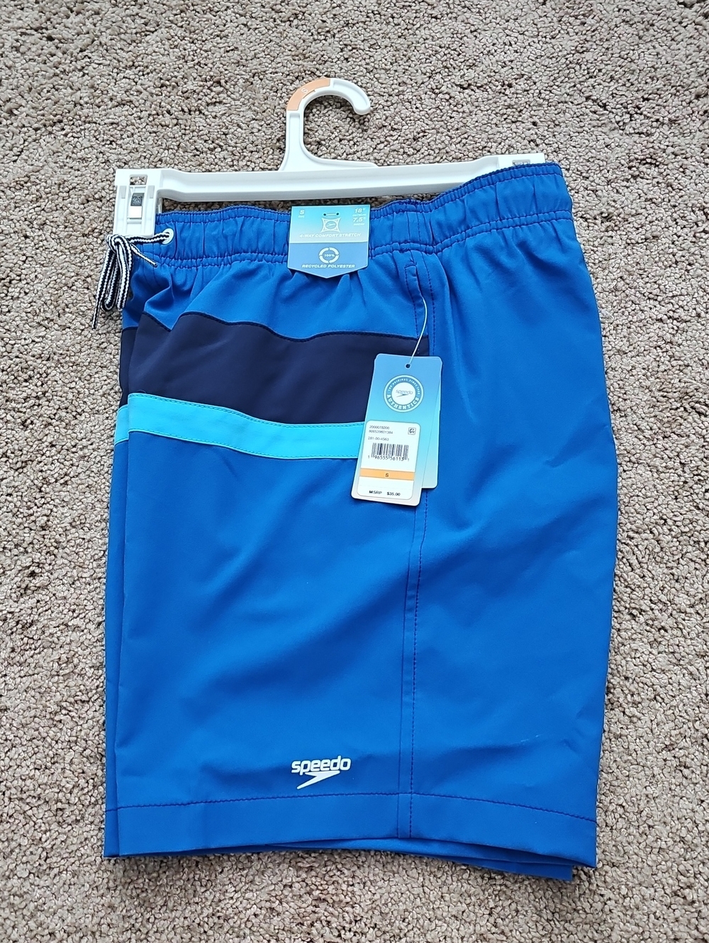 Speedo Men’s Royal, Navy & Aqua Colorblock Swim Trunks